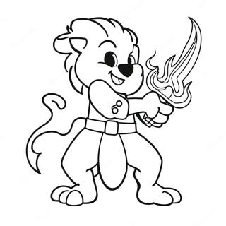 Diluc with Flaming Sword Coloring Page | Genshin coloring page