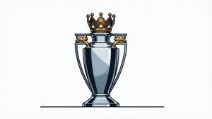 Minimalist flat design of the Premier League Trophy on white