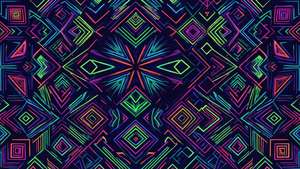 Geometric neon pattern in ultra-wide, modern abstract wallpaper.