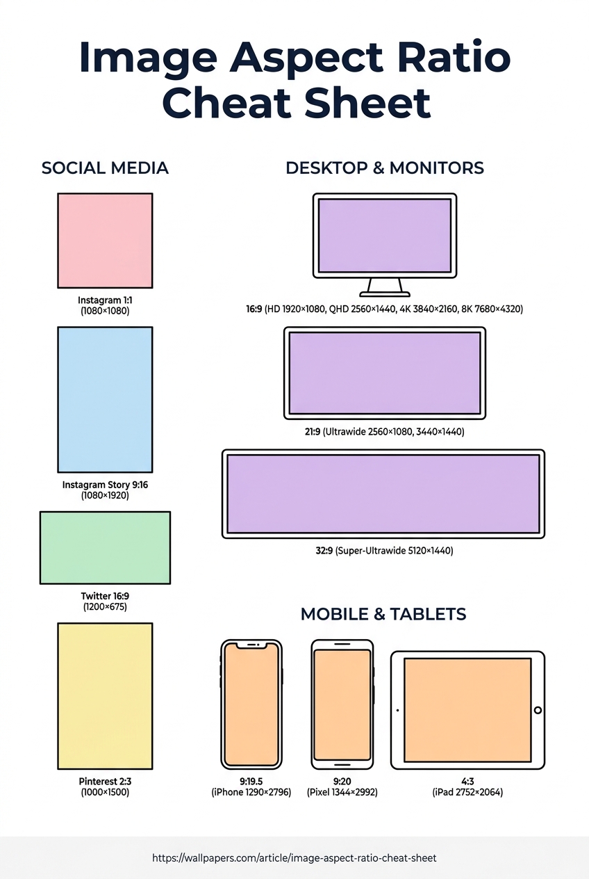 The Complete Image Aspect Ratio Cheat Sheet infographic
